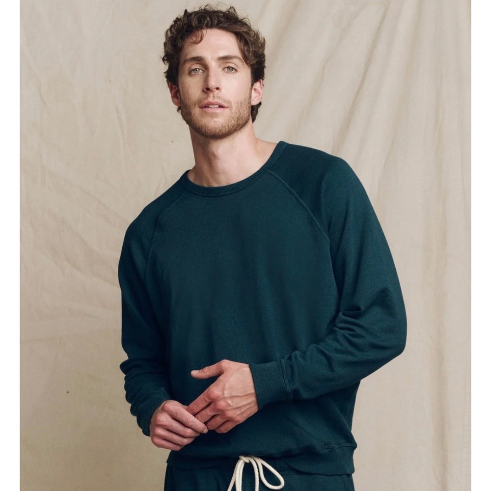 THE GREAT. Man College Sweatshirt Oversized Dark Slate Size 2 (Med) French Terry